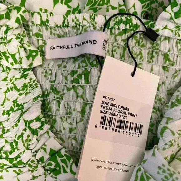 NWT Faithfull the Brand Mae Midi Dress Freja Floral Green 8 - Picture 7 of 7